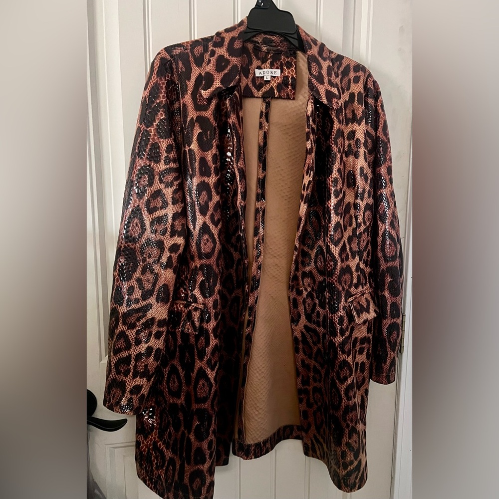 Adore coat leopard Print ,efffects snakeskin strech women size large - Picture 5 of 6